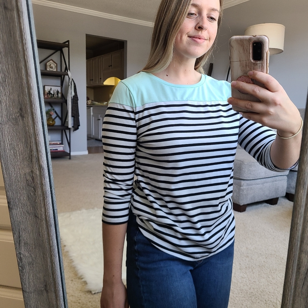 Croft & Barrow 3/4 Sleeve Striped T-shirt - Picture 3 of 15